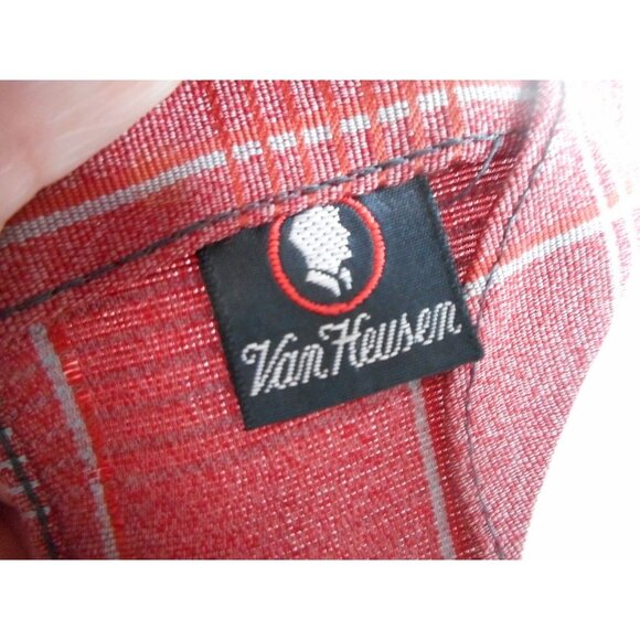 Vintage Van Heusen Necktie Tie Burgundy Beige Blue Striped - Picture 2 of 5